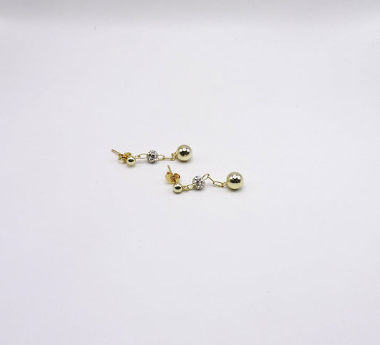Gold-plated silver ball earrings with zircons