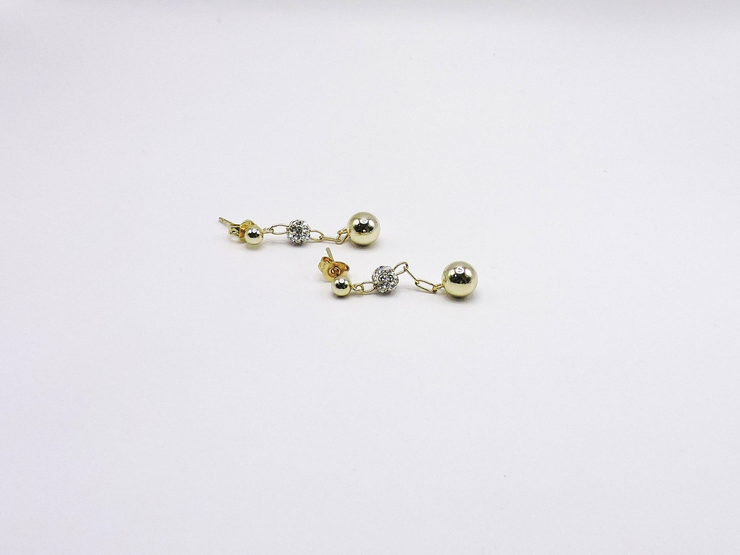 Gold-plated silver ball earrings with zircons