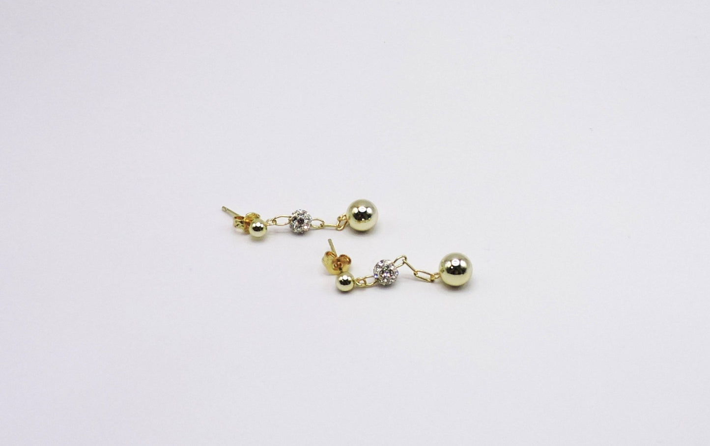 Gold-plated silver ball earrings with zircons