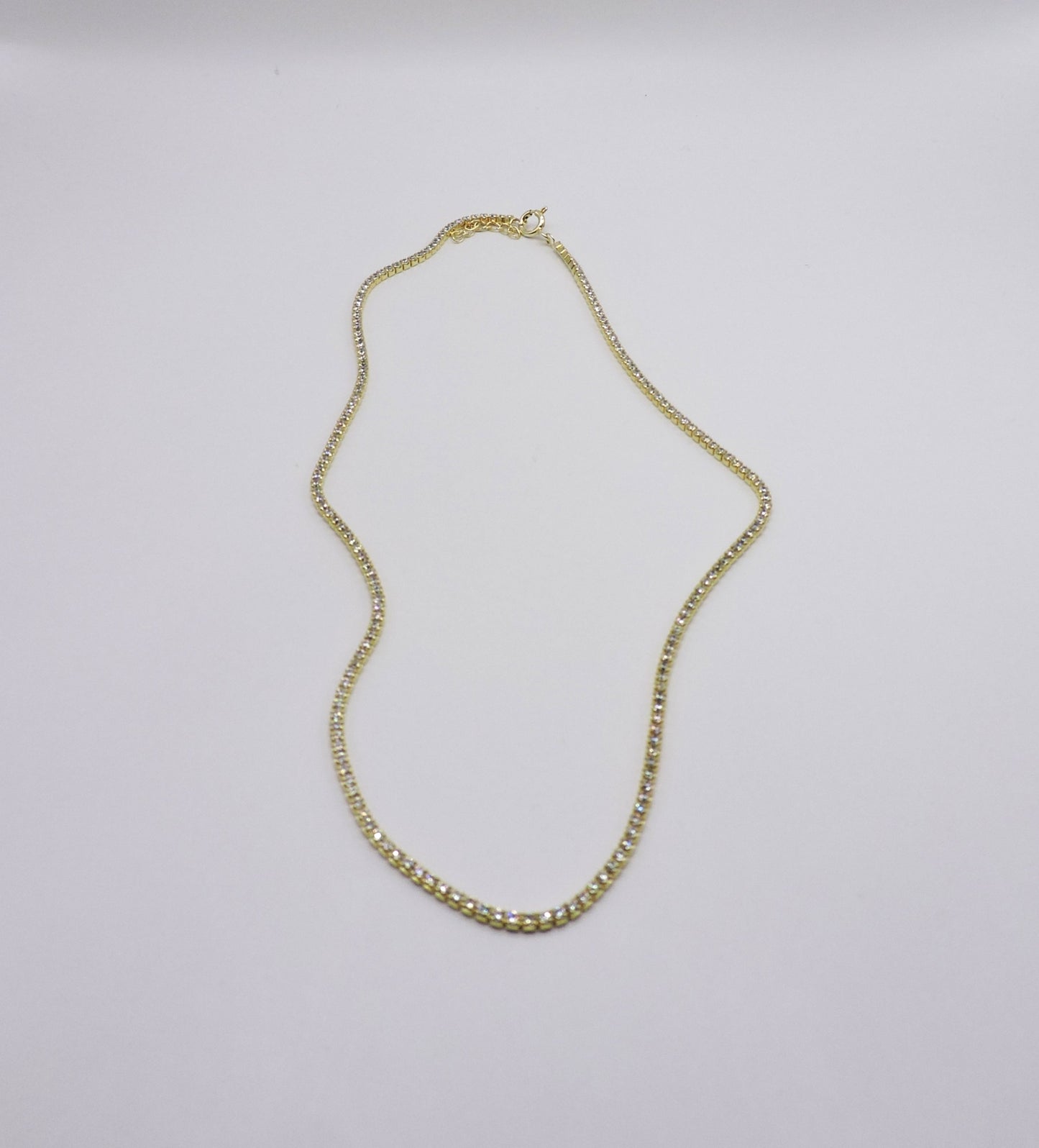 Gold Tennis Choker with Zircons in 925 silver