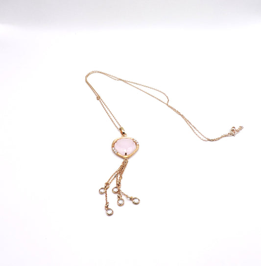 Rose gold 925 silver necklace with Zirconia and Pink Quartz
