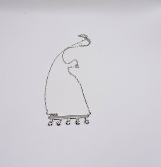 Silver Necklace with Hanging Zircons
