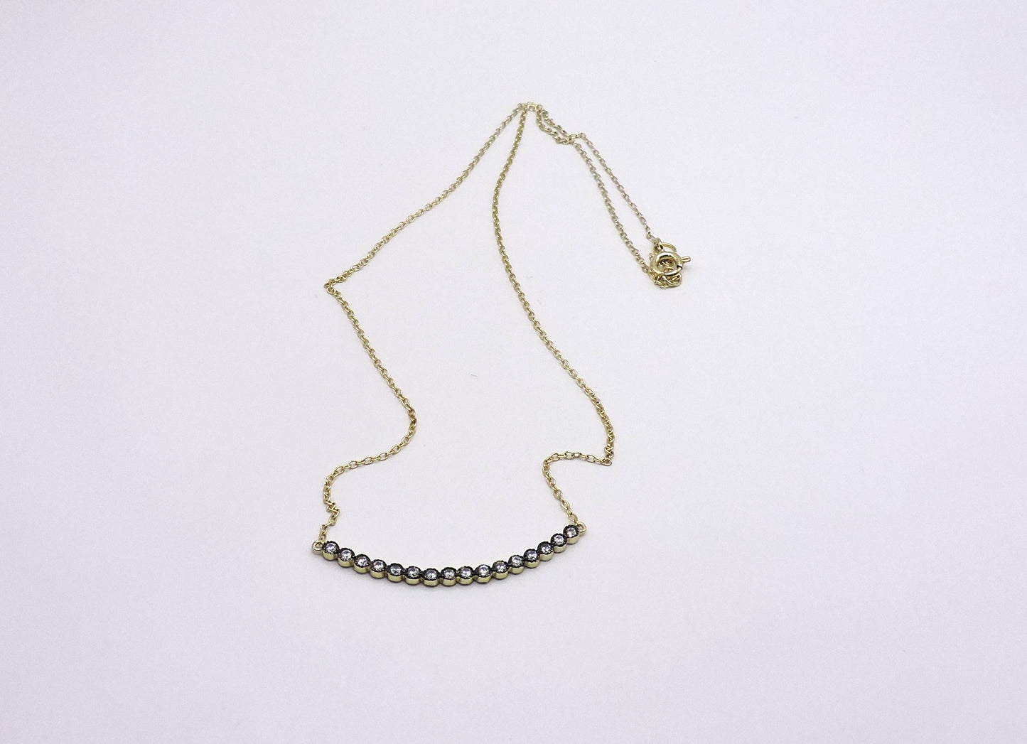 Gold-plated silver and zircon necklace