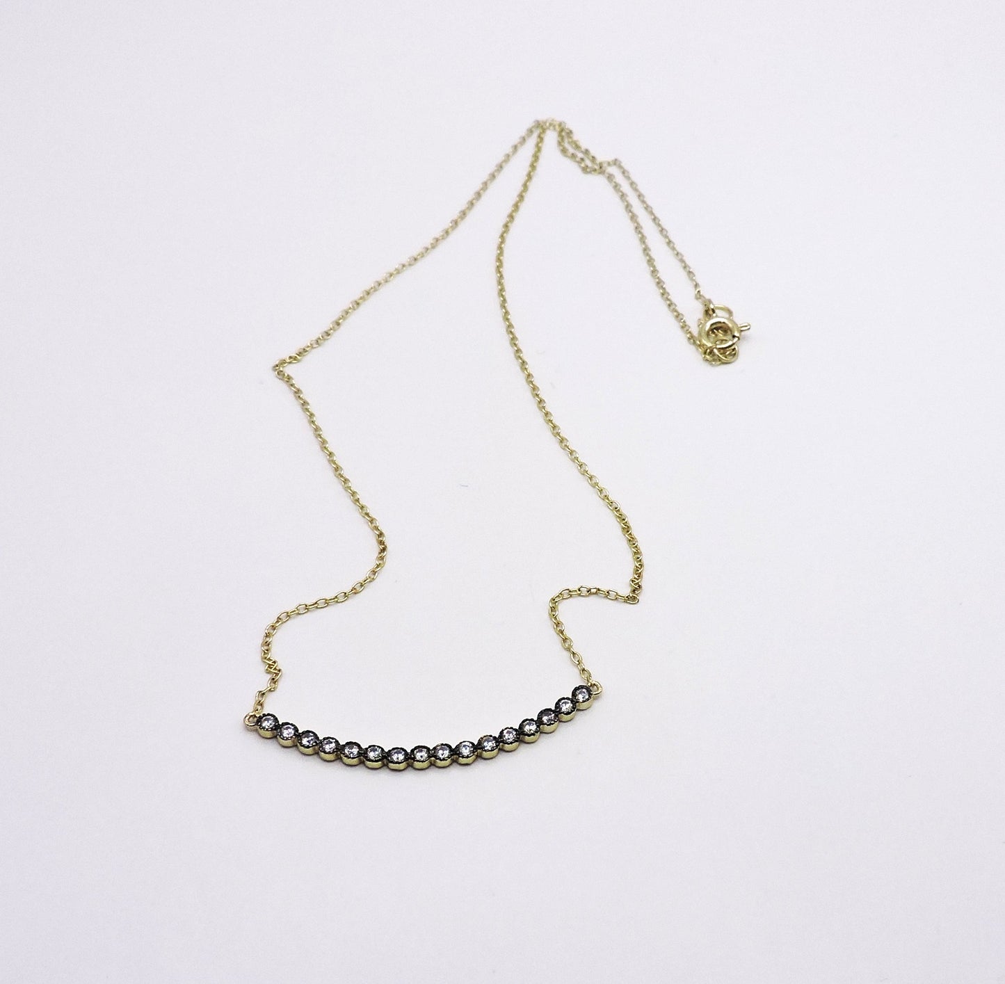 Gold-plated silver and zircon necklace