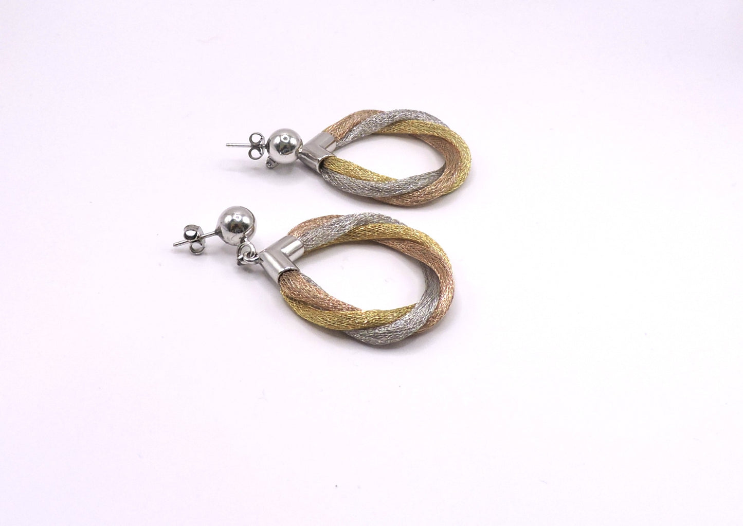 Silver Earrings in 3 Colors, Silver, Gold, Pink