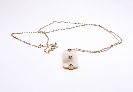 Rose Gold Silver Mother of Pearl Necklace with Zircon