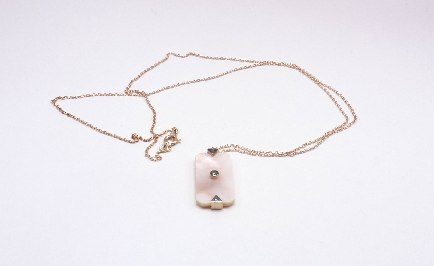 Rose Gold Silver Mother of Pearl Necklace with Zircon