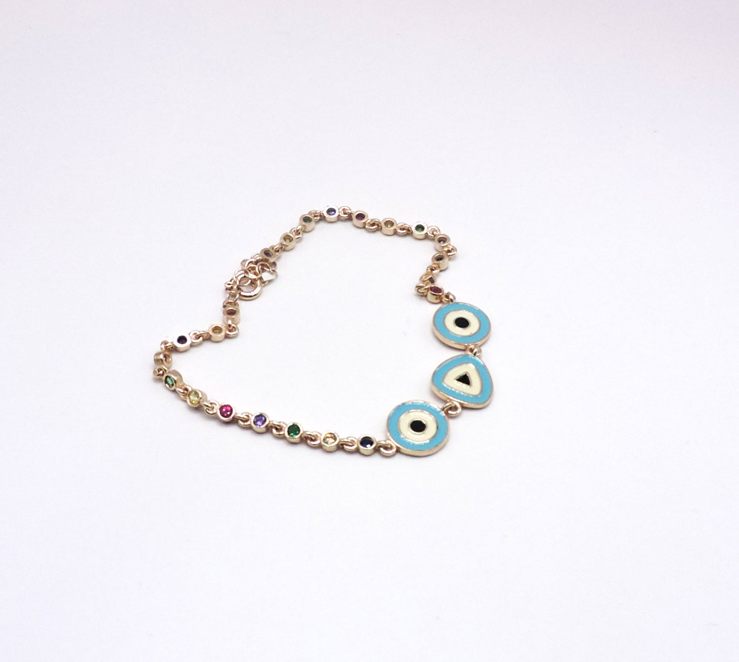 Silver Plated Bracelet with Eyes and Stones