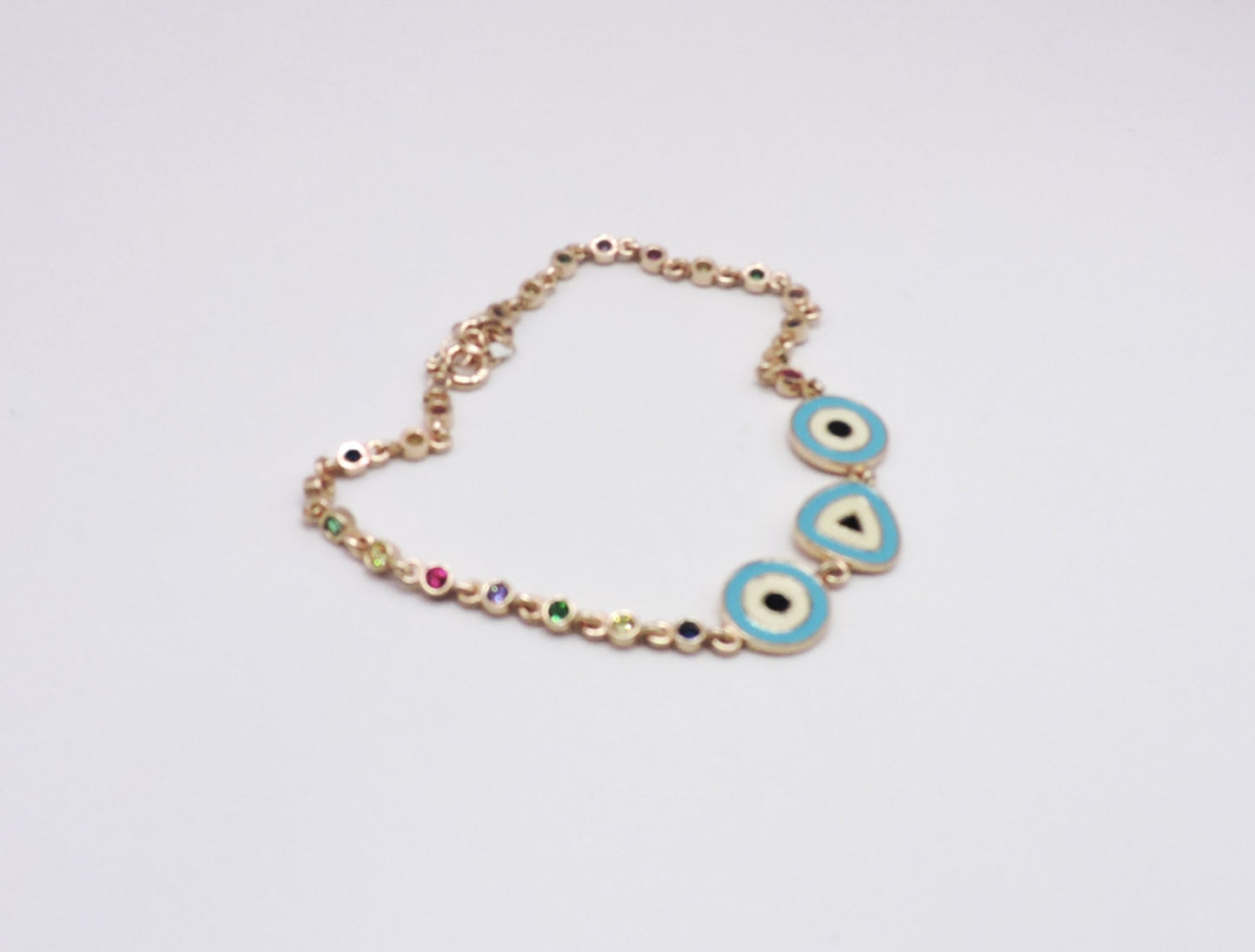 Silver Plated Bracelet with Eyes and Stones