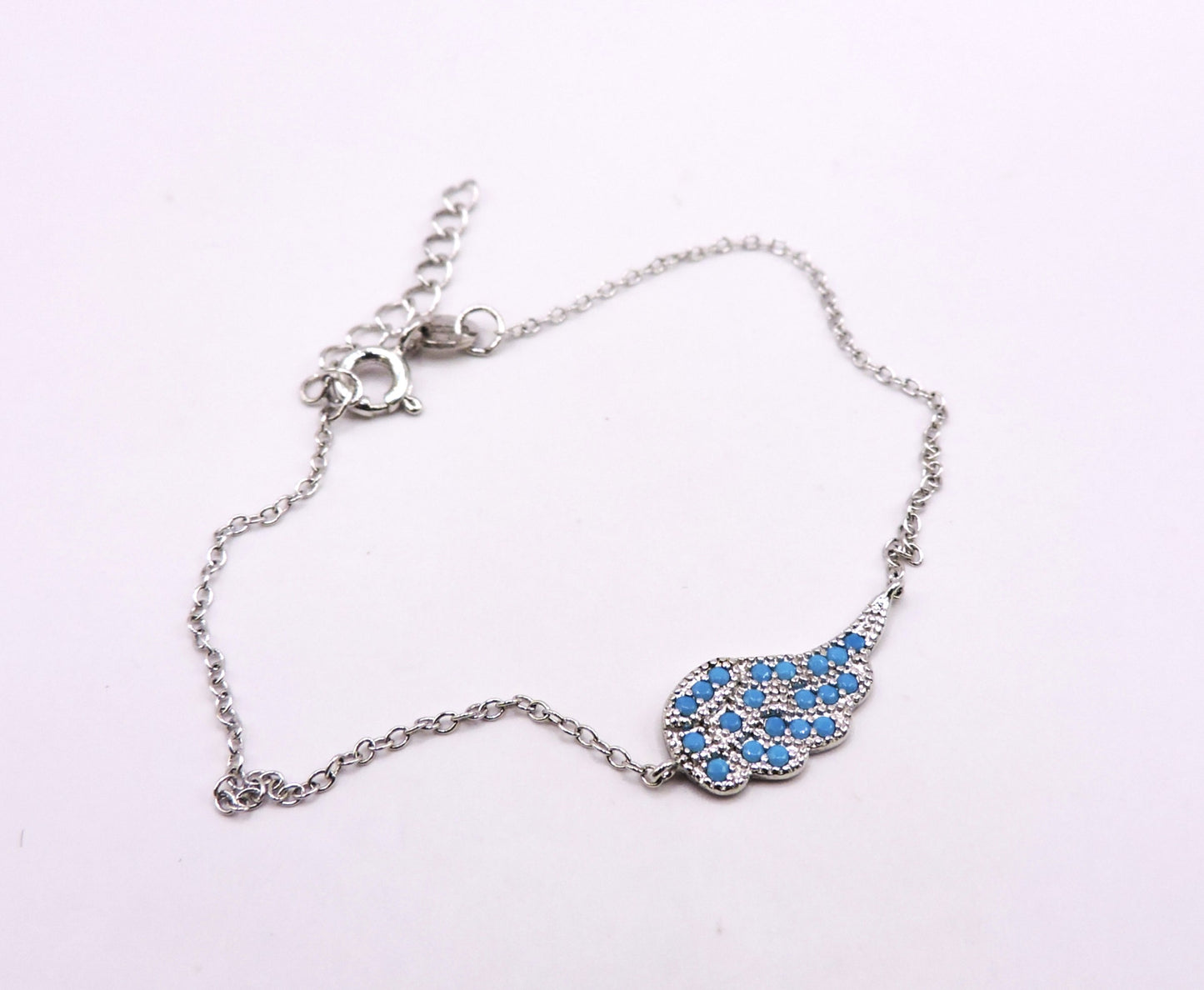 Silver Bracelet with Turquoise and in the Shape of a Wing