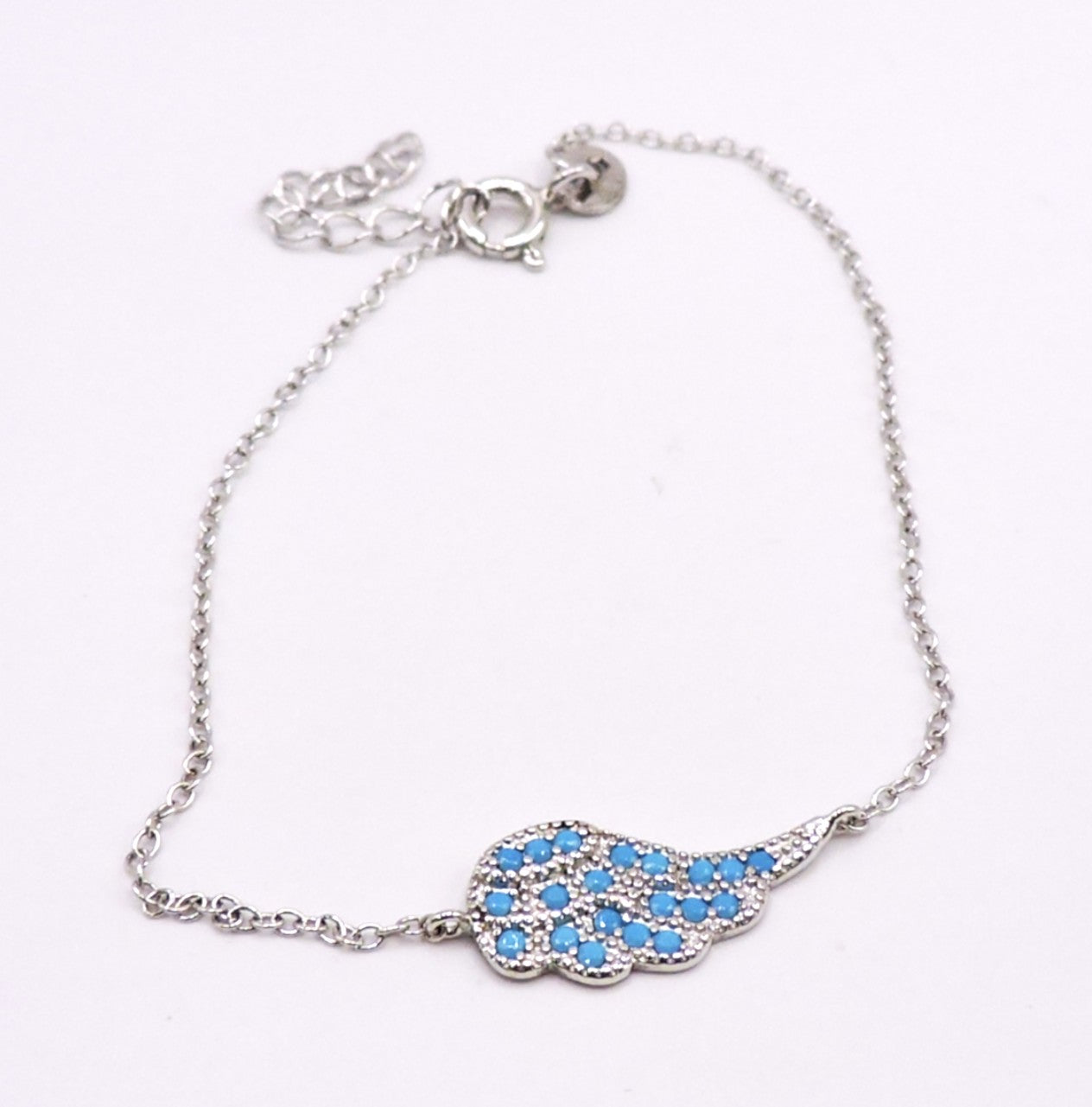 Silver Bracelet with Turquoise and in the Shape of a Wing