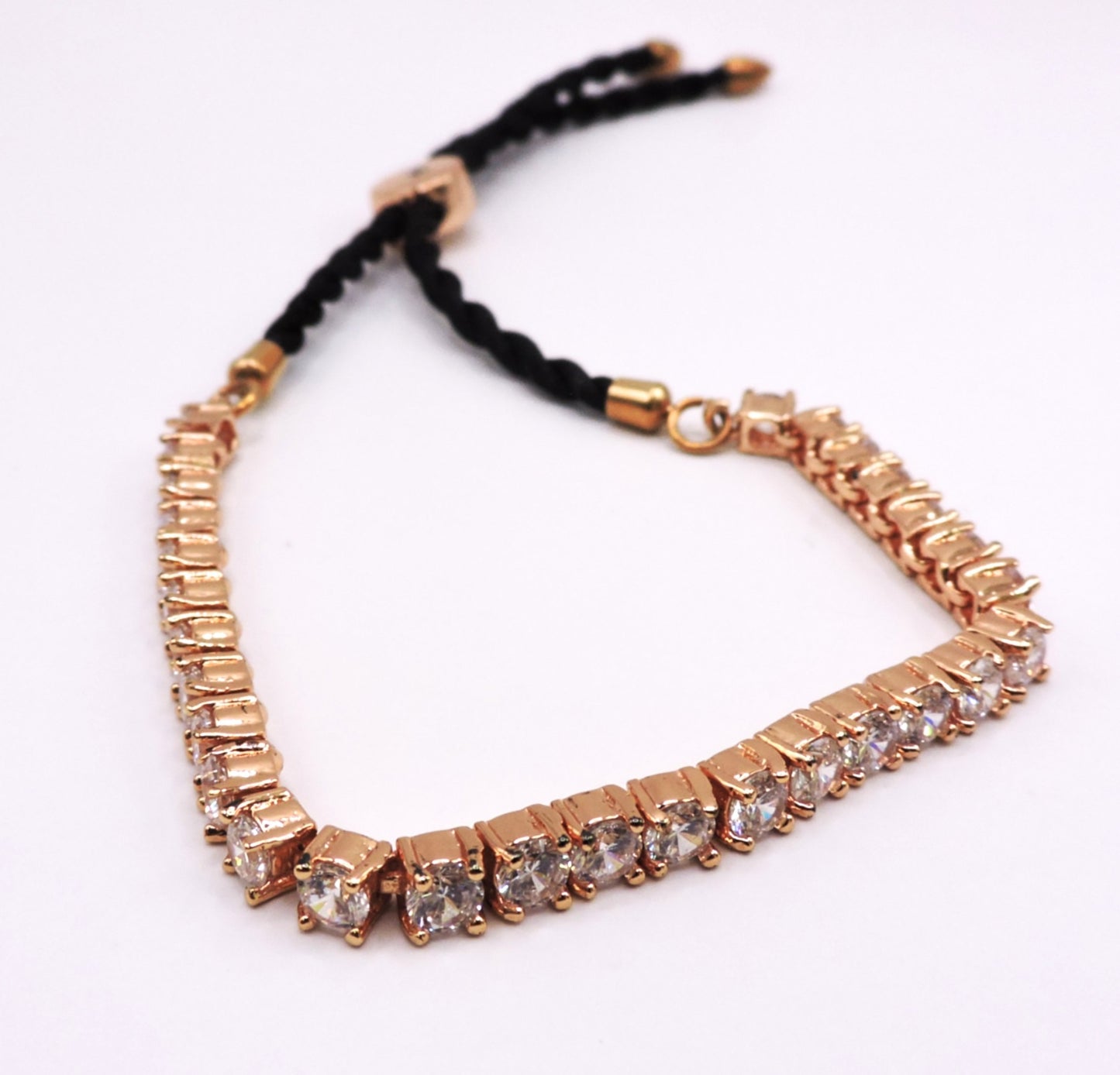 Rose Gold Bracelet Cord in Goldfilled and Zircons.