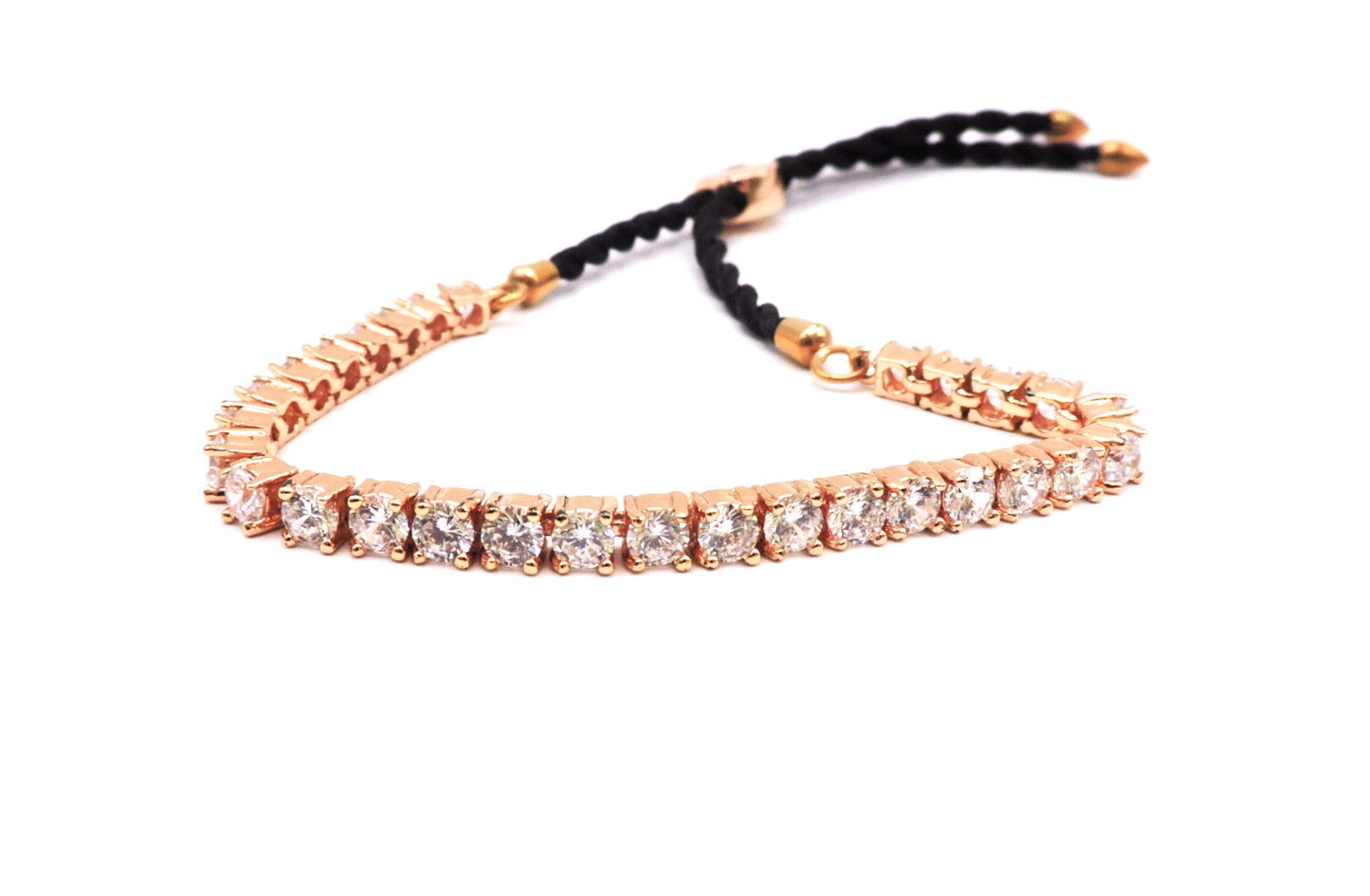 Rose Gold Bracelet Cord in Goldfilled and Zircons.