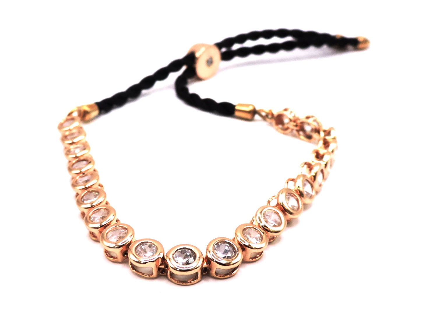 Rose Gold Bracelet Cord in Goldfilled and Zircons