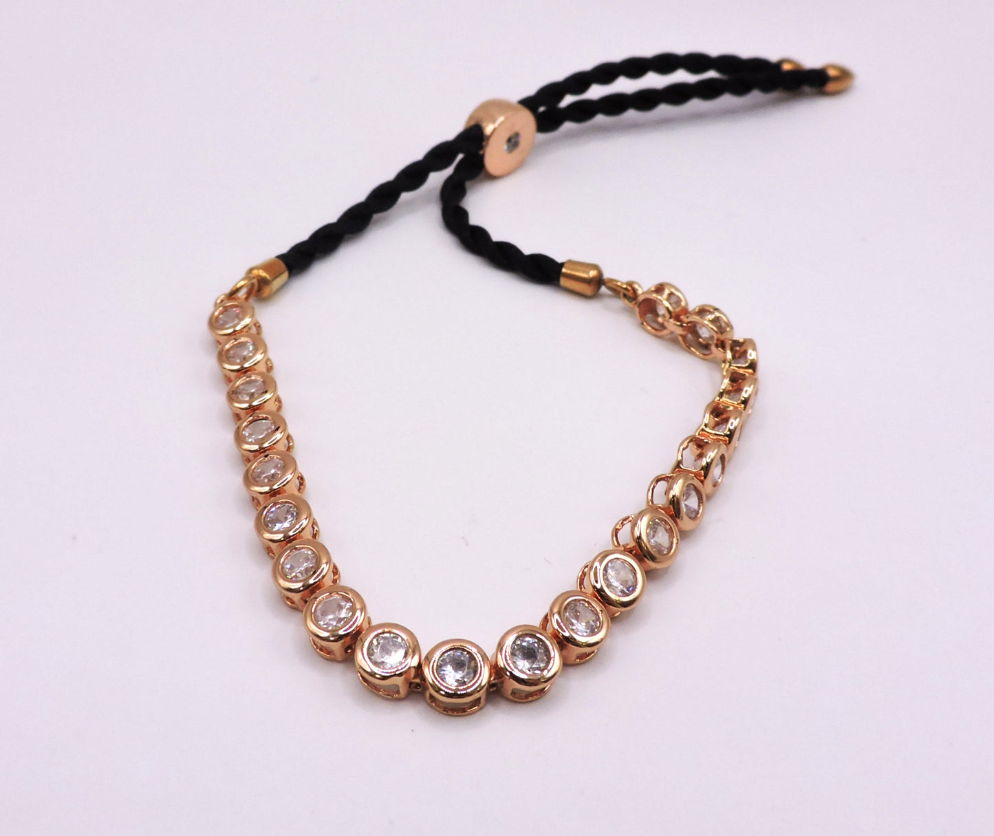 Rose Gold Bracelet Cord in Goldfilled and Zircons