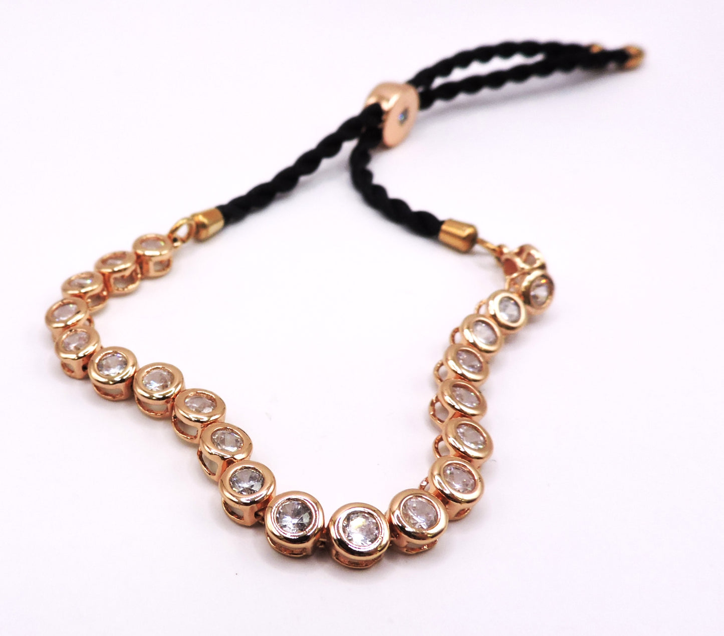 Rose Gold Bracelet Cord in Goldfilled and Zircons
