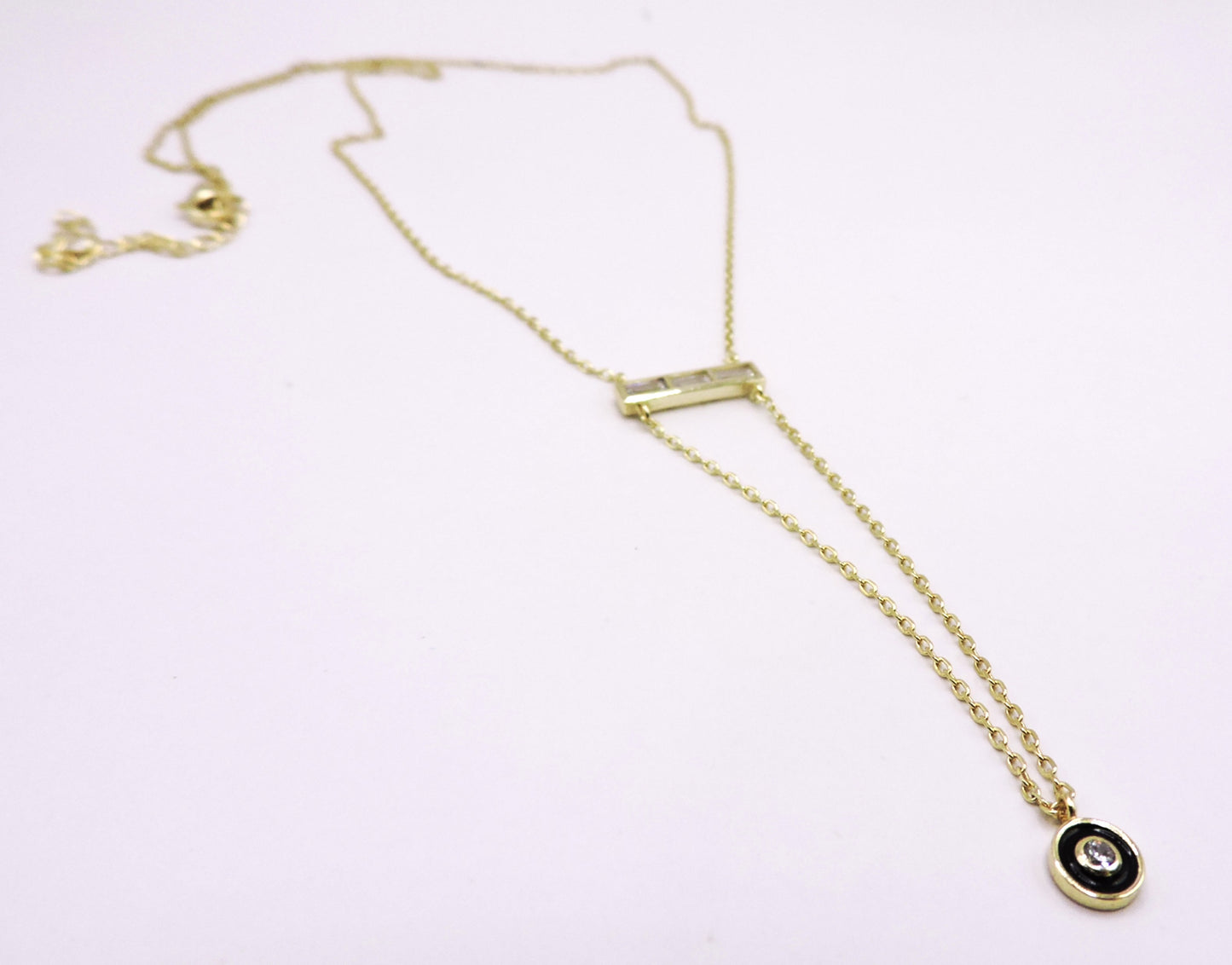 Zircon Baguette Necklace in Gold-Plated Silver