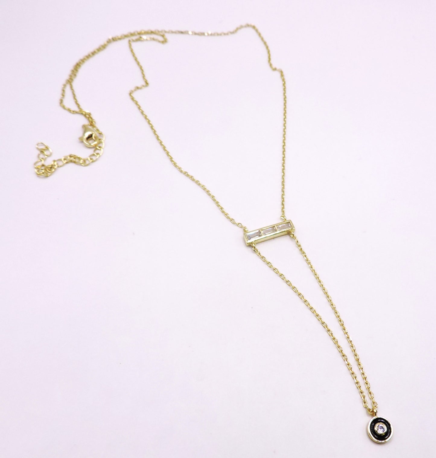 Zircon Baguette Necklace in Gold-Plated Silver