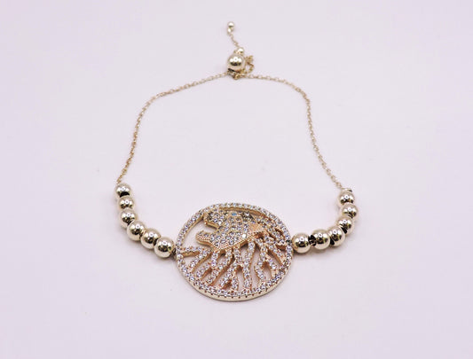 Gold-Plated Silver Bracelet with Micropave Tiger