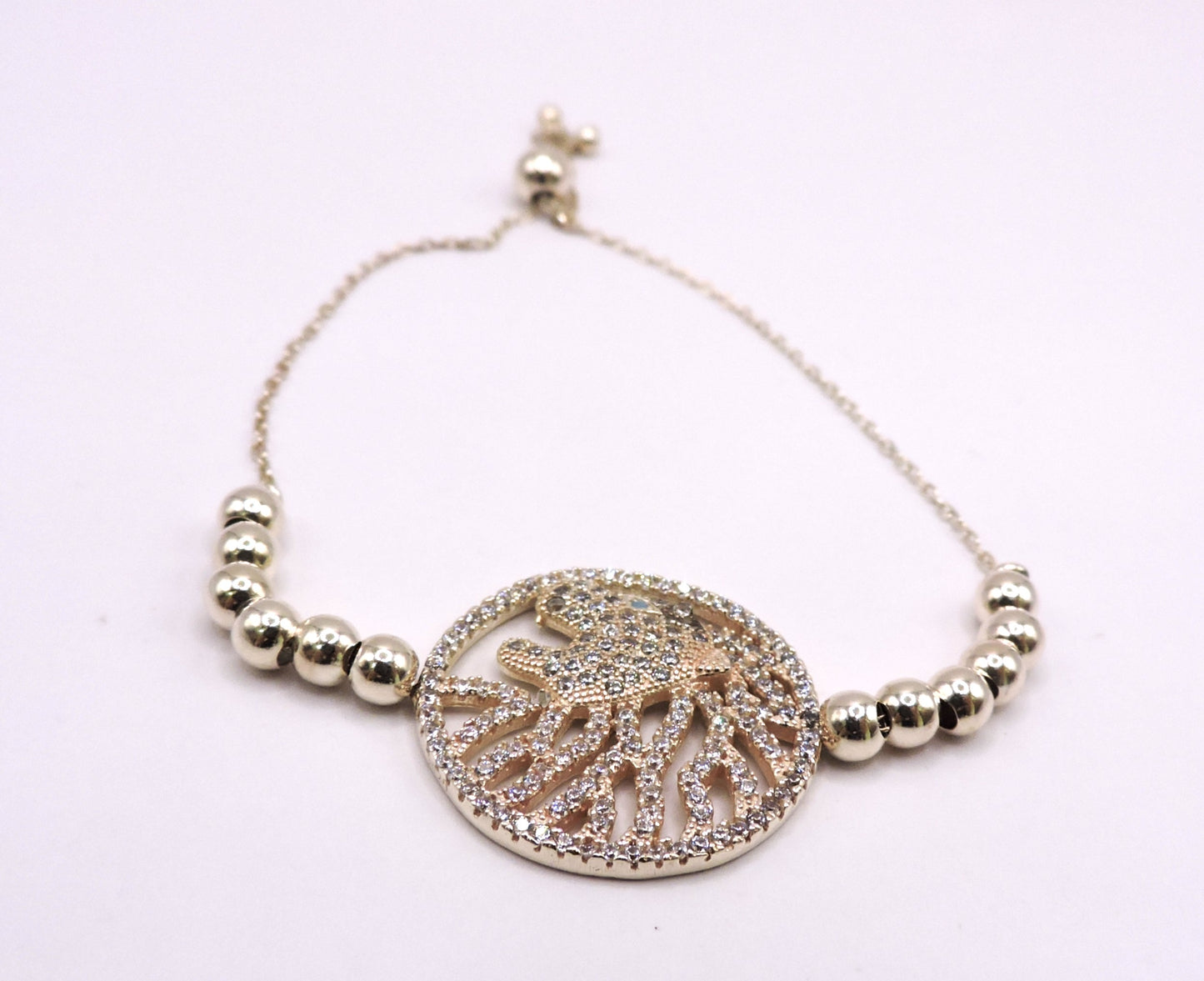 Gold-Plated Silver Bracelet with Micropave Tiger