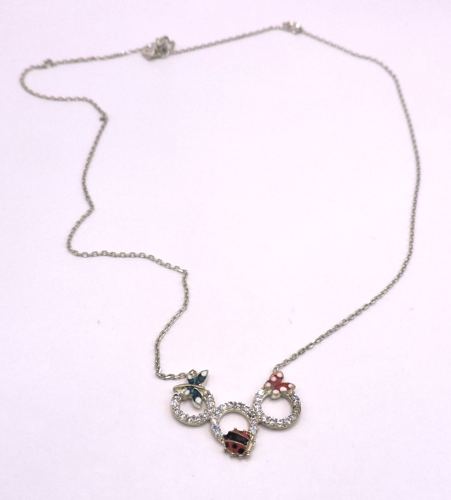 Silver Necklace with Little Bugs