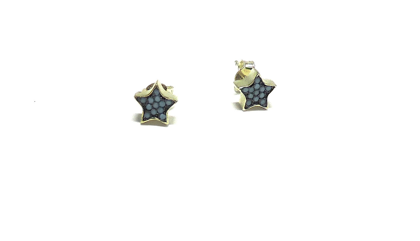 Star earrings with turquoise in silver.