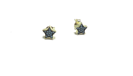 Star earrings with turquoise in silver.