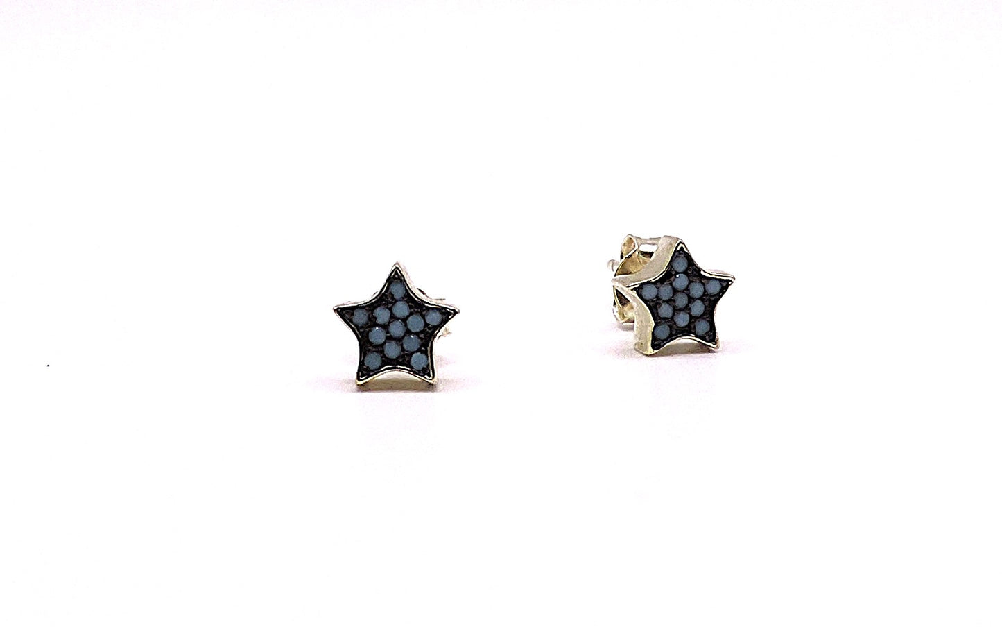 Star earrings with turquoise in silver.