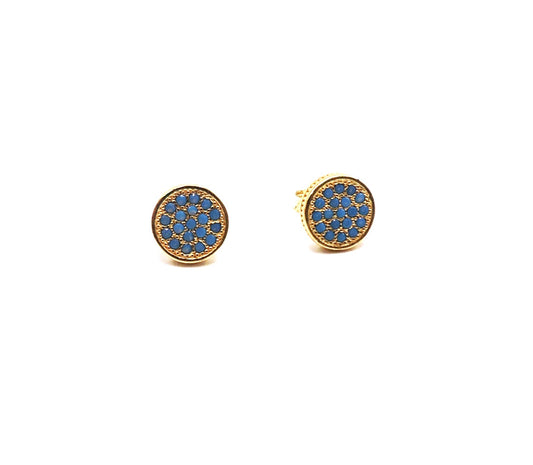 Gold-plated silver hoops with turquoise