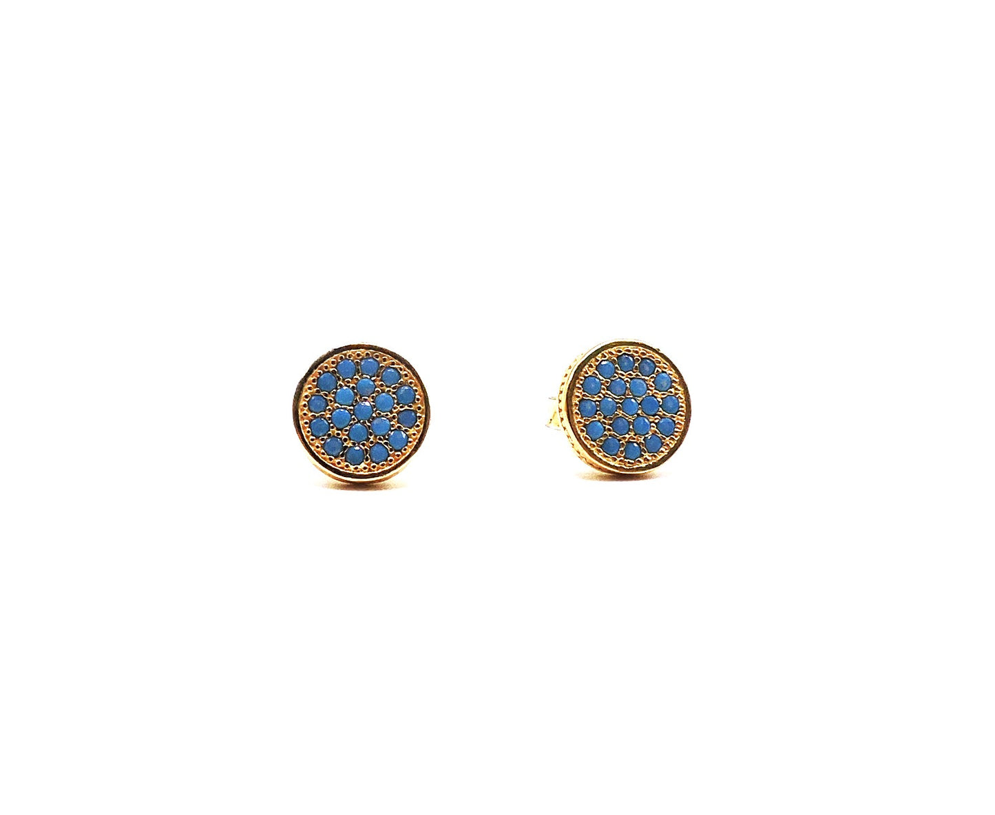 Gold-plated silver hoops with turquoise