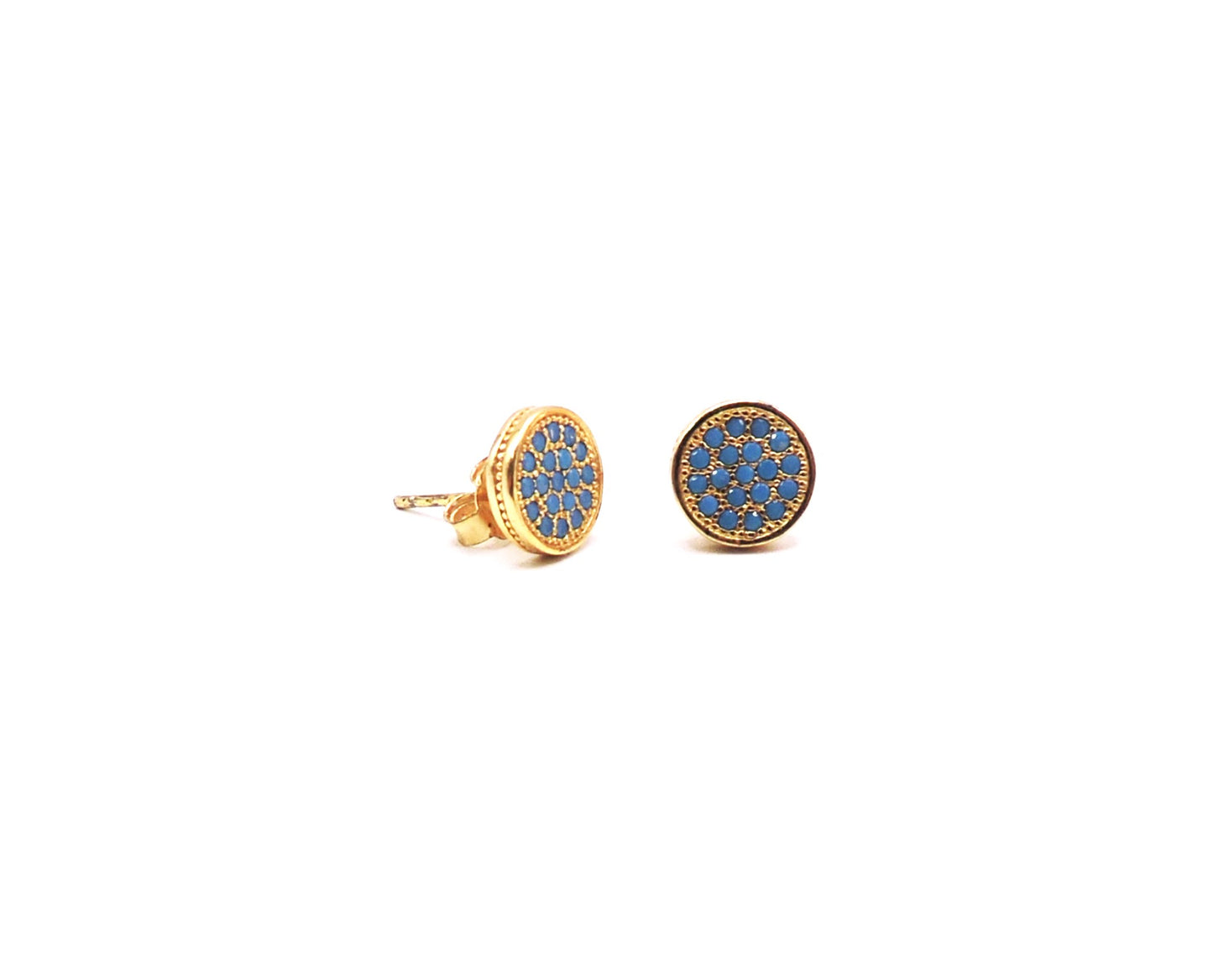 Gold-plated silver hoops with turquoise