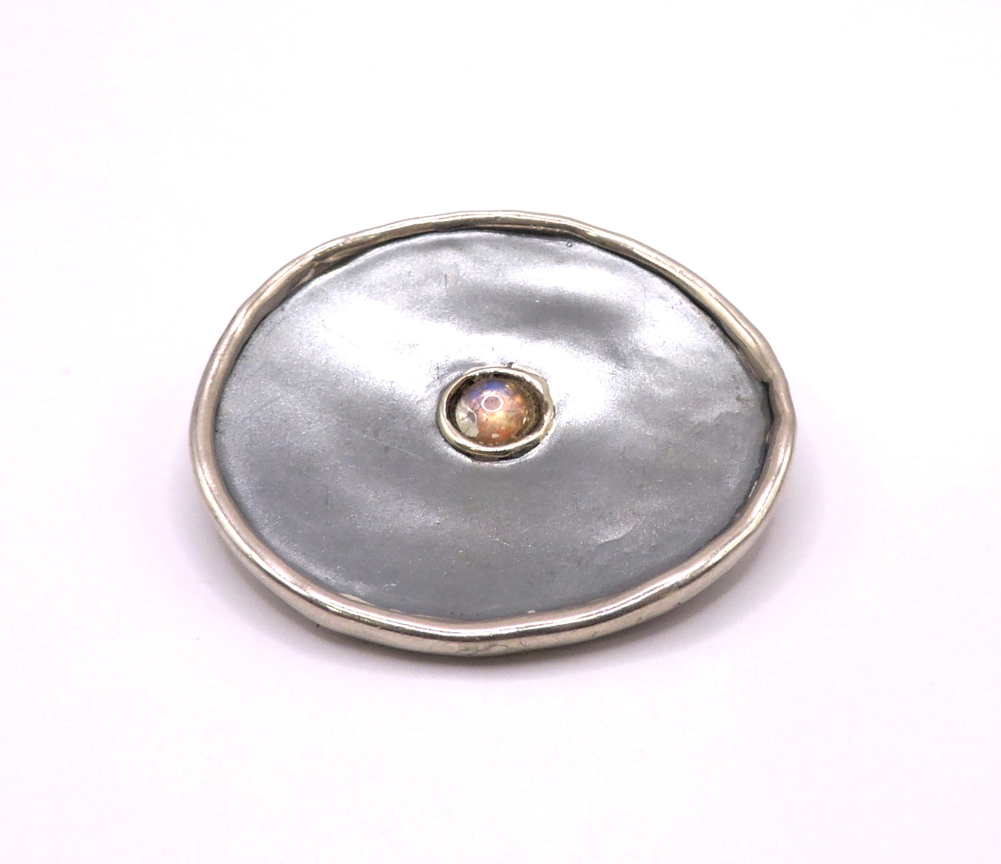 Silver Necklace and Pin with Hoops by Israeli Designer.