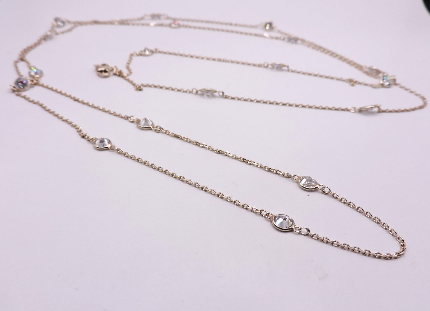 Long Zircon Necklace in Rose Gold in Silver