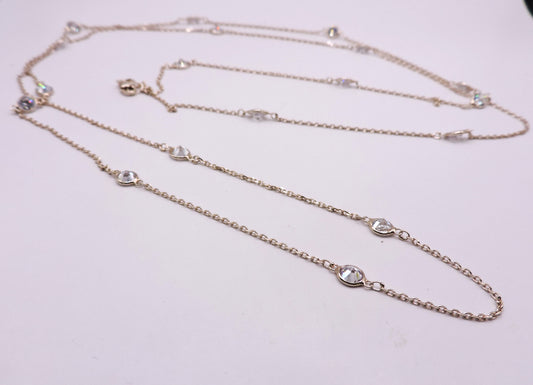 Long Zircon Necklace in Rose Gold in Silver