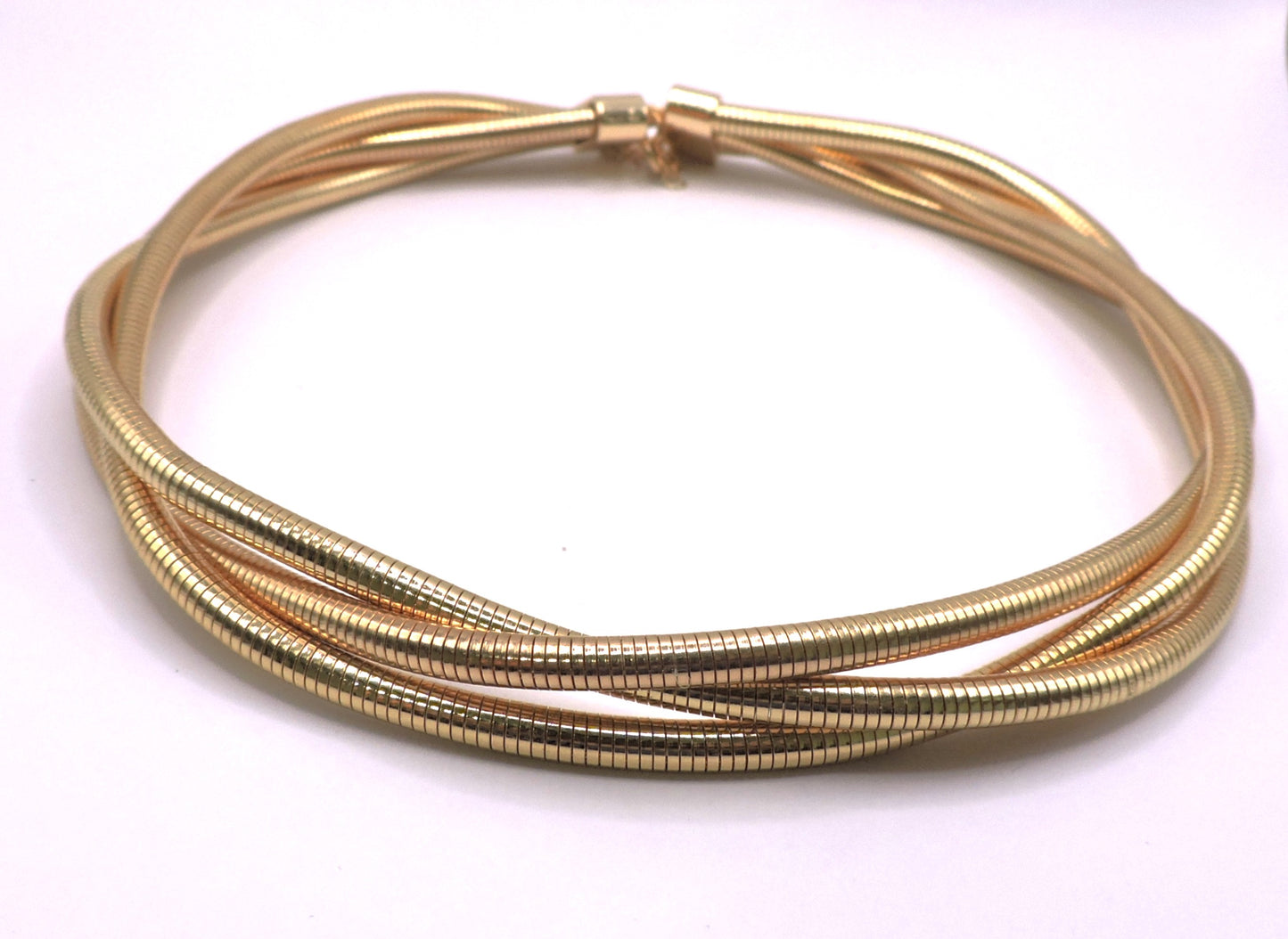 3-strand choker in gold-plated steel