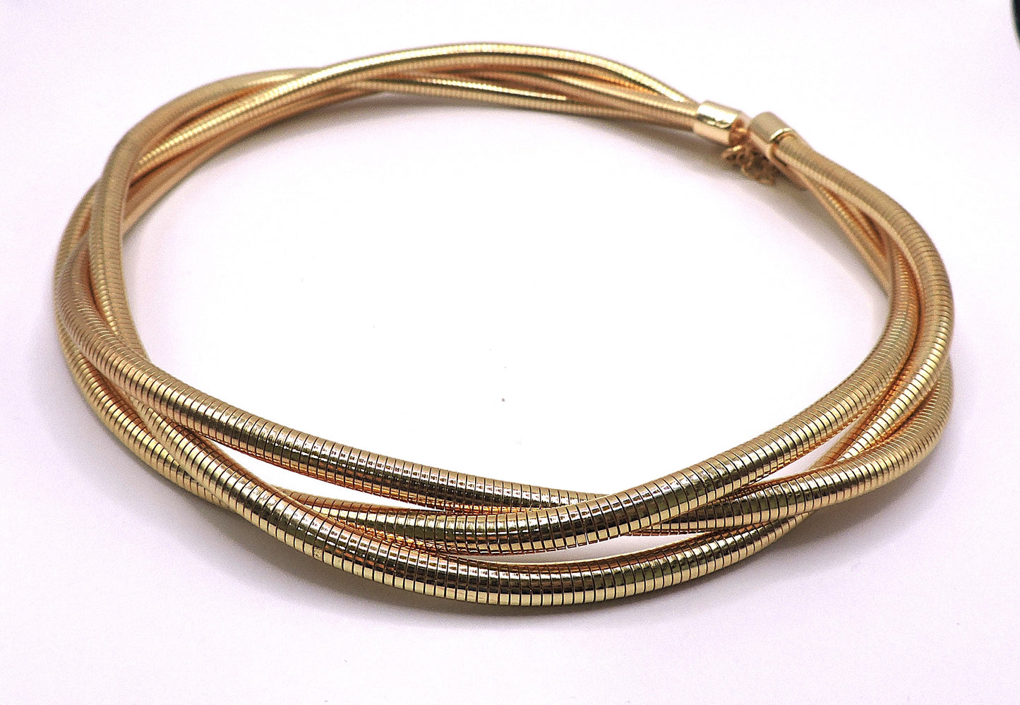 3-strand choker in gold-plated steel