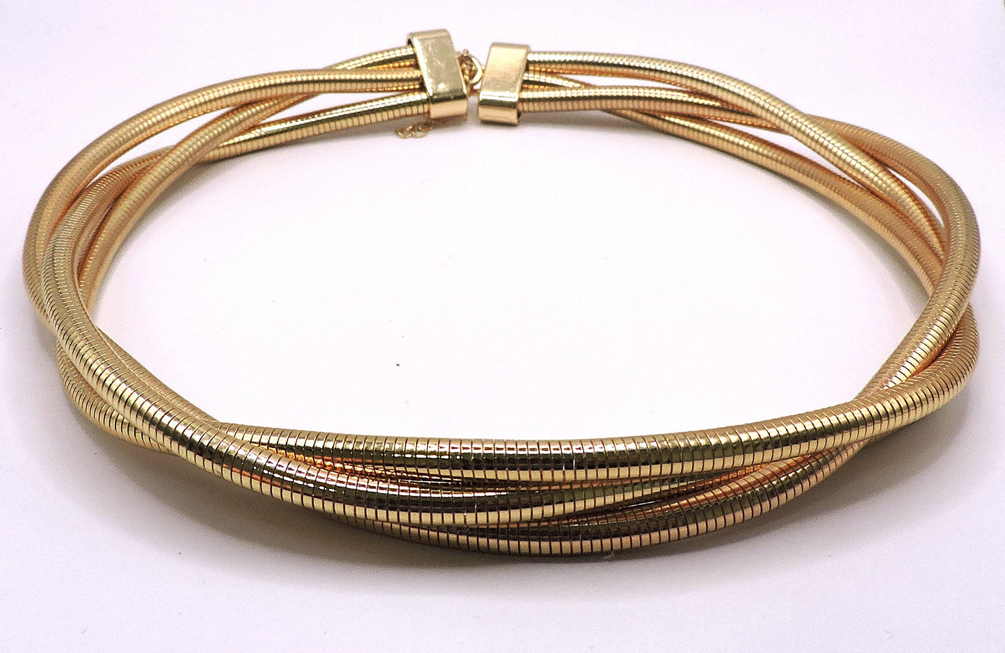 3-strand choker in gold-plated steel