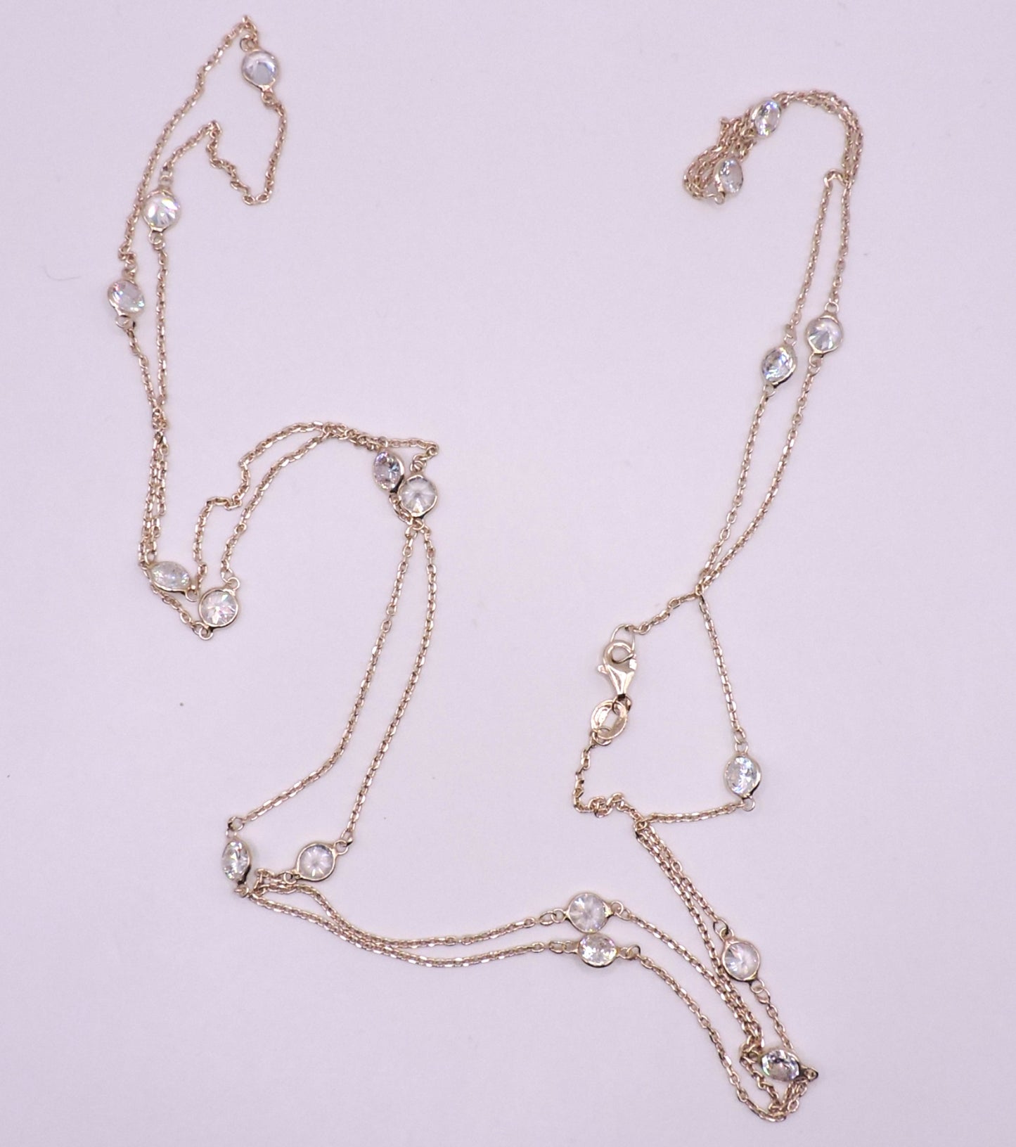 Long Zircon Necklace in Rose Gold in Silver