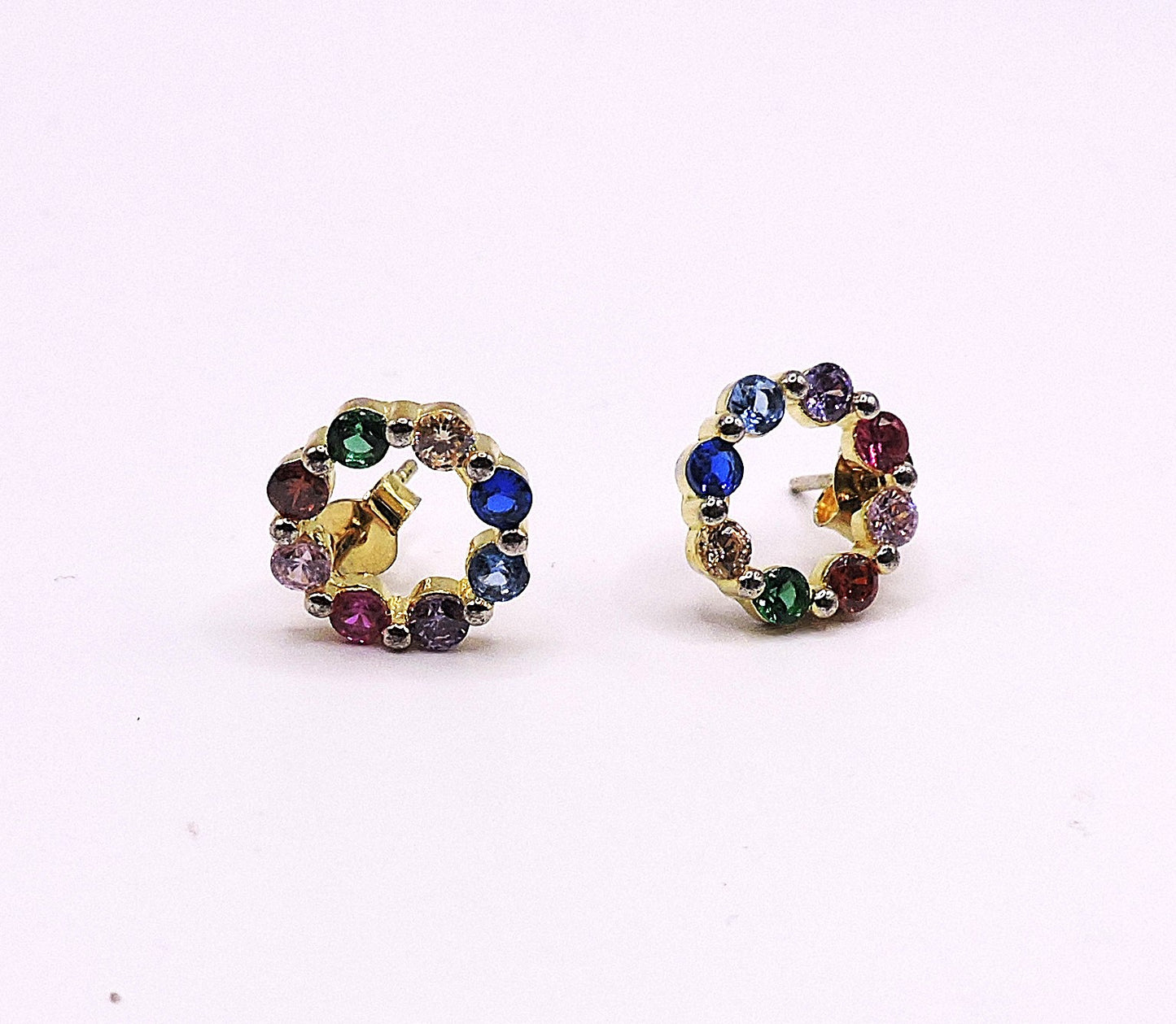 Gold-plated Silver Earrings with Colored Zircons