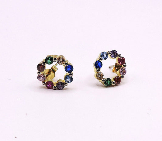 Gold-plated Silver Earrings with Colored Zircons