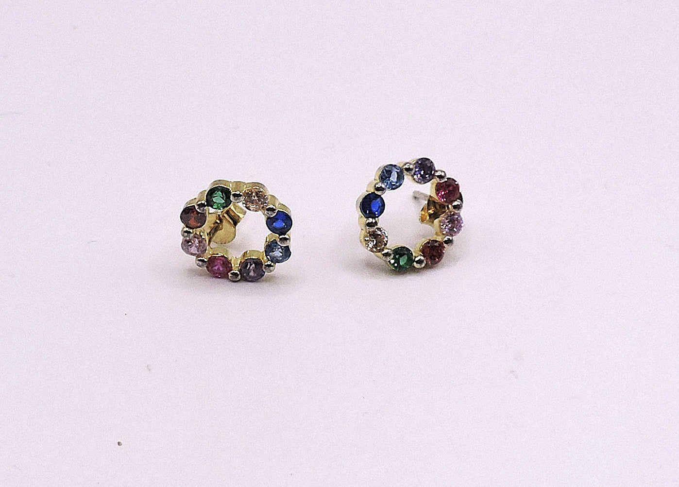 Gold-plated Silver Earrings with Colored Zircons