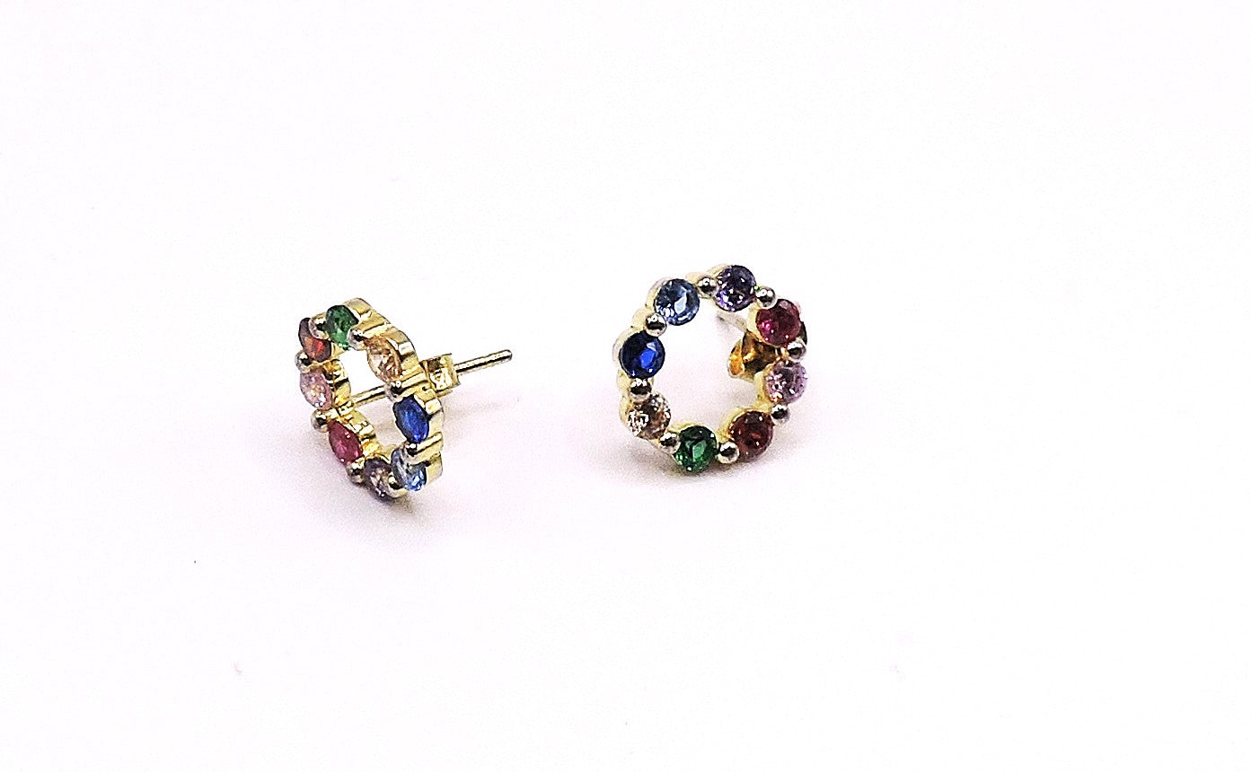 Gold-plated Silver Earrings with Colored Zircons