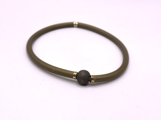 Elastic Gold Silver Bracelet with Real Stone