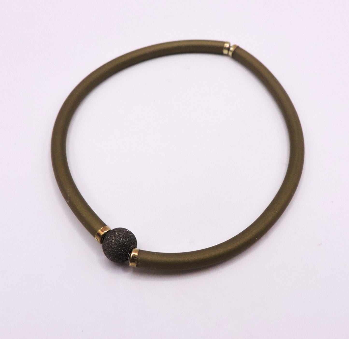 Elastic Gold Silver Bracelet with Real Stone