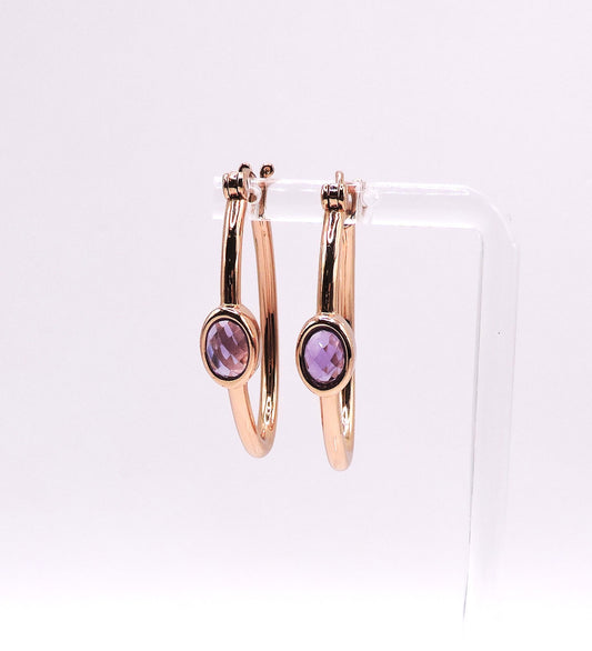 Golden rose earring with Amethyst
