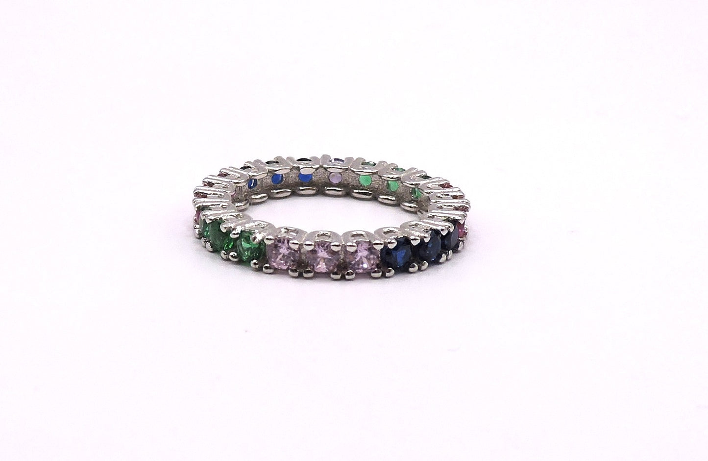 Silver headband with colored zircons.Size 8