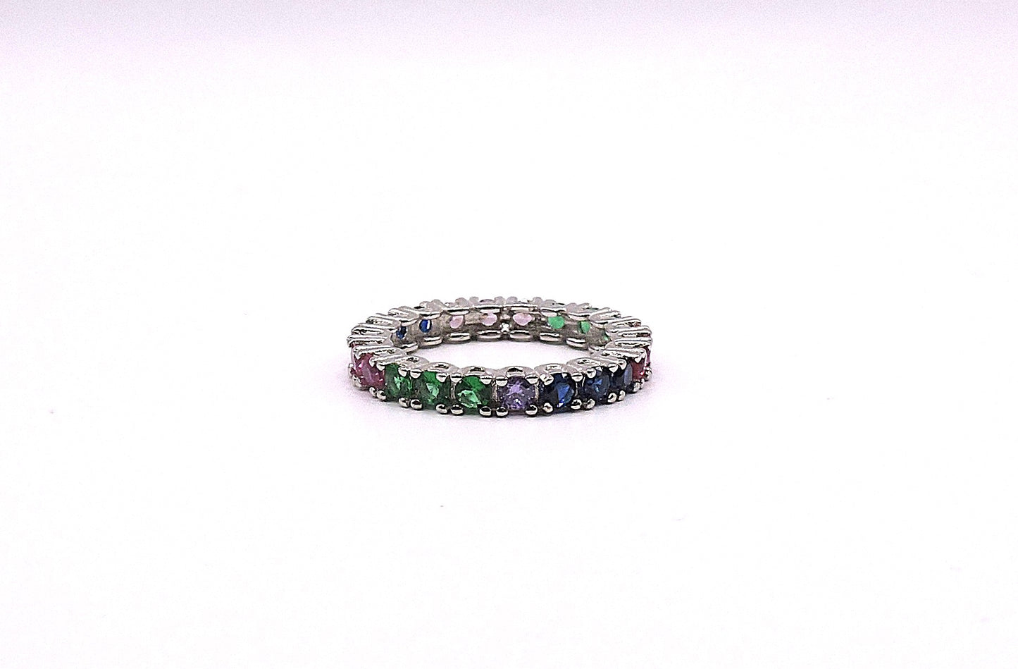 Silver headband with colored zircons.Size 8