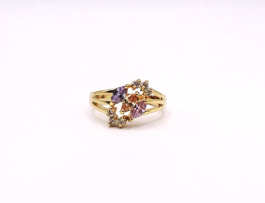 Gold-filled ring with colored zircons.Size 7