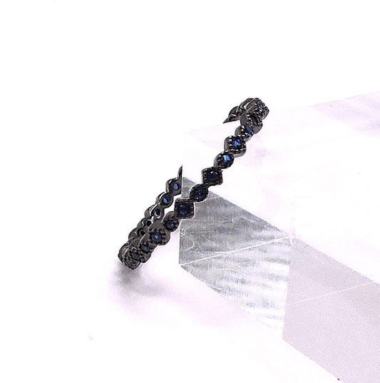 Black silver headband with blue zircons. Size 7