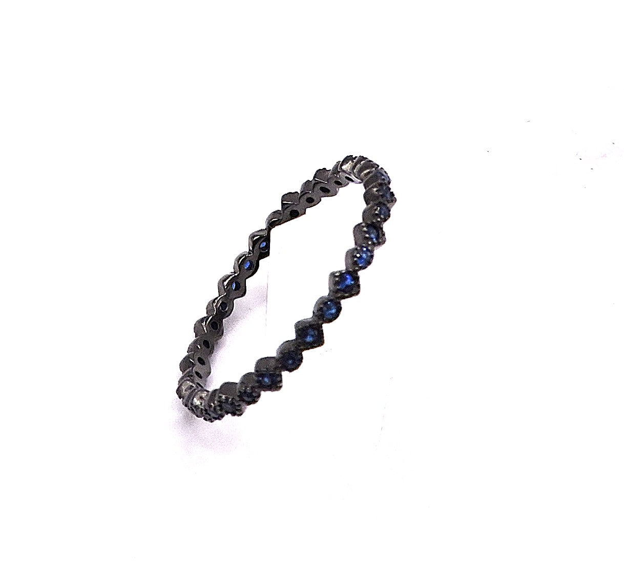 Black silver headband with blue zircons. Size 7